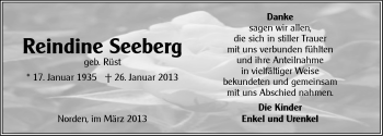 Traueranzeige von Reindine Seeberg von Ostfriesischer Kurier