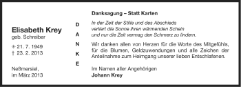 Traueranzeige von Elisabeth Krey von Ostfriesischer Kurier