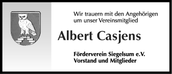 Traueranzeige von Albert Casjens von Ostfriesischer Kurier