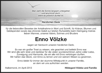 Traueranzeige von Enno Völzke von Ostfriesischer Kurier