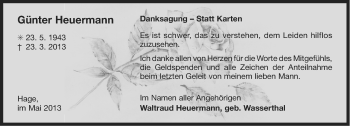 Traueranzeige von Günter Heuermann von Ostfriesischer Kurier