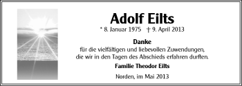 Traueranzeige von Adolf Eilts von Ostfriesischer Kurier