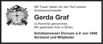 Traueranzeige von Gerda Graf von Ostfriesischer Kurier