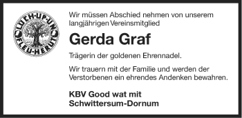 Traueranzeige von Gerda Graf von Ostfriesischer Kurier