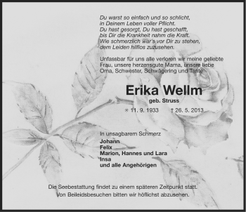 Traueranzeige von Erika Wellm von Ostfriesischer Kurier