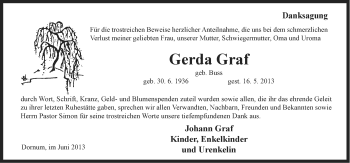Traueranzeige von Gerda Graf von Ostfriesischer Kurier