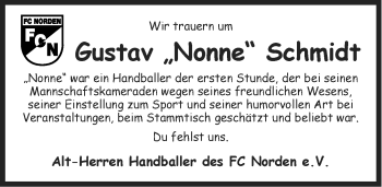 Traueranzeige von Gustav Schmidt von Ostfriesischer Kurier