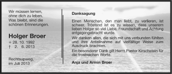 Traueranzeige von Holger Broer von Ostfriesischer Kurier