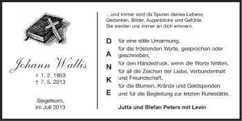 Traueranzeige von Johann Wallis von Ostfriesischer Kurier