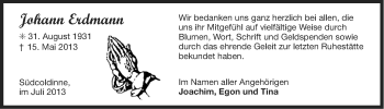 Traueranzeige von Johann Erdmann von Ostfriesischer Kurier