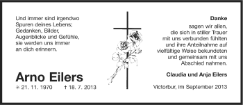 Traueranzeige von Arno Eilers von Ostfriesischer Kurier