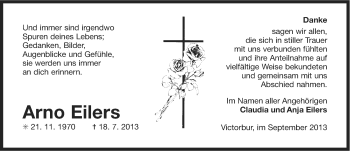 Traueranzeige von Arno Eilers von Ostfriesischer Kurier