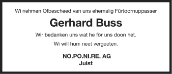 Traueranzeige von Gerhard Buss von Ostfriesischer Kurier