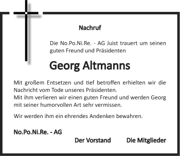 Traueranzeige von Georg Altmanns von Ostfriesischer Kurier