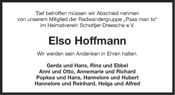 Traueranzeige von Elso Hoffmann von Ostfriesischer Kurier