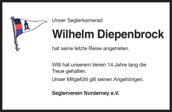 Traueranzeige von Wilhelm Diepenbrock von Ostfriesischer Kurier