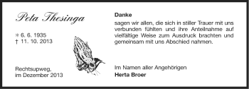 Traueranzeige von Peta Thesinga von Ostfriesischer Kurier