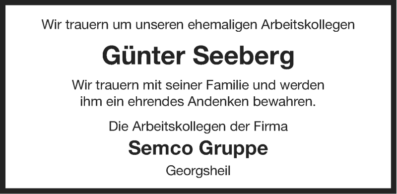  Traueranzeige für Günter Seeberg vom 20.12.2013 aus Ostfriesischer Kurier