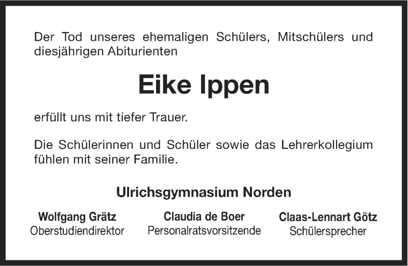  Traueranzeige für Eike Ippen vom 24.12.2013 aus Ostfriesischer Kurier