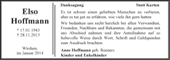 Traueranzeige von Elso Hoffmann von Ostfriesischer Kurier