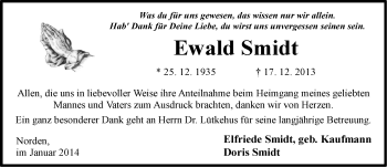 Traueranzeige von Ewald Smidt von Ostfriesischer Kurier