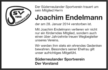 Traueranzeige von Joachim Endelmann von Ostfriesischer Kurier