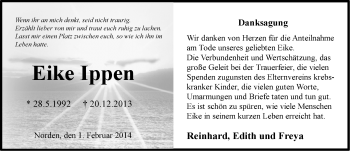 Traueranzeige von Eike Ippen von Ostfriesischer Kurier