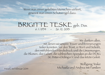 Traueranzeige von Brigitte Teske von Ostfriesischer Kurier