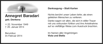 Traueranzeige von Annegret Baradari von Ostfriesischer Kurier