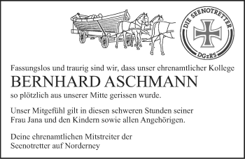 Traueranzeige von Bernhard Aschmann von Ostfriesischer Kurier
