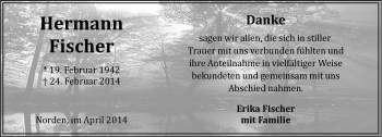 Traueranzeige von Hermann Fischer von Ostfriesischer Kurier