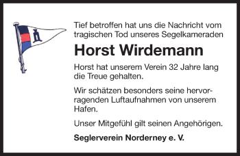 Traueranzeige von Horst Wirdemann von Ostfriesischer Kurier