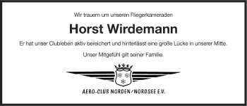 Traueranzeige von Horst Wirdemann von Ostfriesischer Kurier