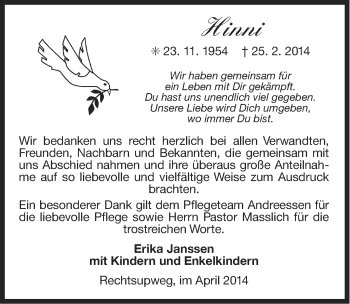 Traueranzeige von Hinni Janssen von Ostfriesischer Kurier