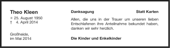 Traueranzeige von Theo Kleen von Ostfriesischer Kurier