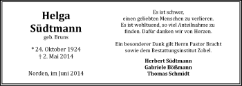 Traueranzeige von Gabriele Bößmann von Ostfriesischer Kurier