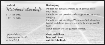 Traueranzeige von Meinhard Leerhoff von Osfriesischer Kurier