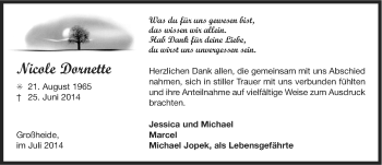 Traueranzeige von Nicole Dornette von Ostfriesischer Kurier