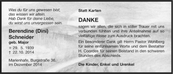 Traueranzeige von Berendine Schneider von Ostfriesischer Kurier