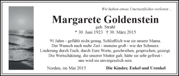 Traueranzeige von Margarete Goldenstein 
