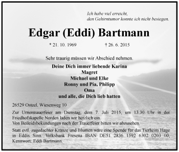 Traueranzeige von Edgar Bartmann 