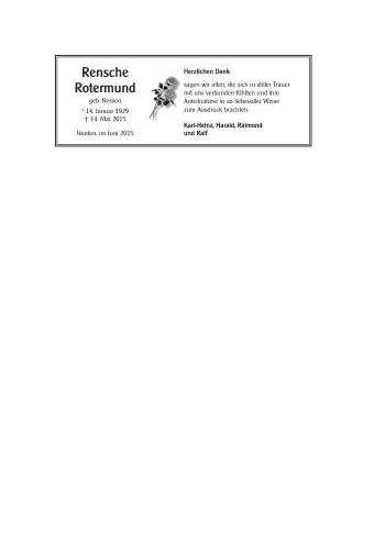 Traueranzeige von Rensche Rotermund 