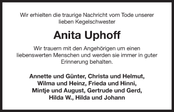 Traueranzeige von Anita Uphoff 