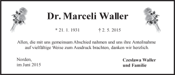 Traueranzeige von Marceli Waller 