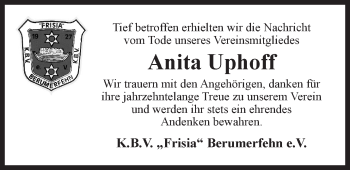 Traueranzeige von Anita Uphoff 