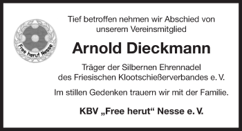 Traueranzeige von Arnold Dieckmann 