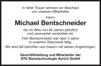 Traueranzeige von Michael Bentschneider 