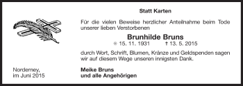 Traueranzeige von Brunhilde Bruns 