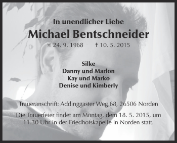 Traueranzeige von Michael Bentschneider von Ostfrisischer Kurier