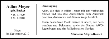 Traueranzeige von Adine Meyer von Ostfriesischer Kurier